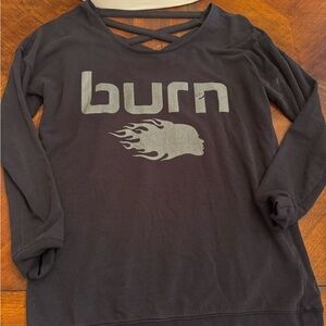 Vintage Burn Boot Camp women’s sz Med Black cross back Sweatshirt.